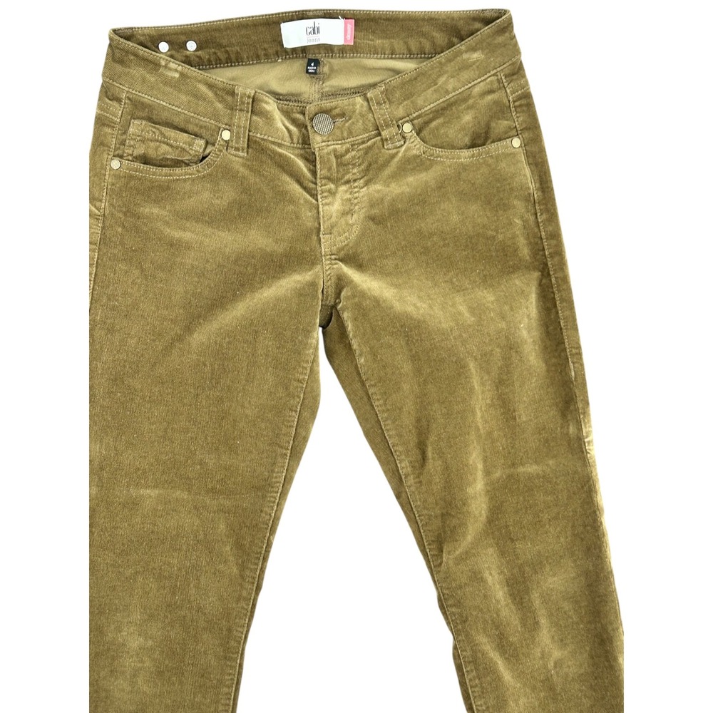 Cabi Skinny Corduroy Pants Womens Size 4 Olive Green Stretch Casual 3567 - Picture 4 of 7